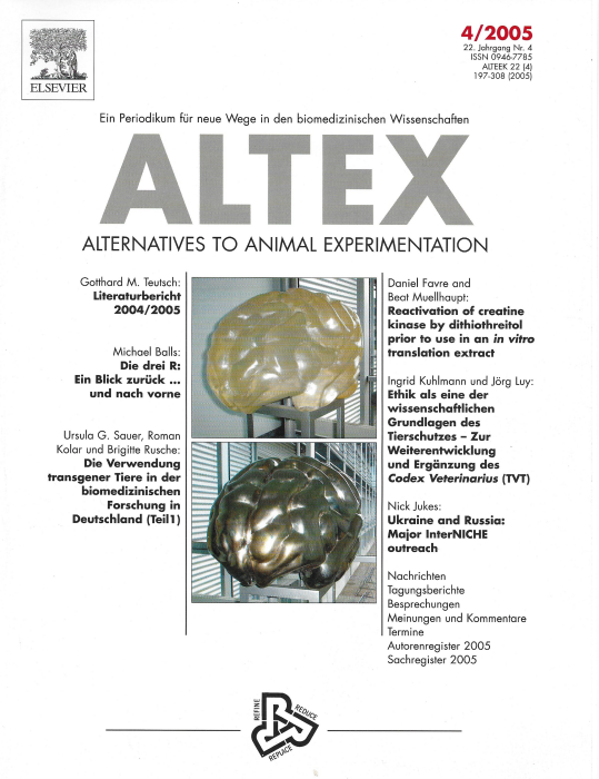 The use of transgenic animals in biomedical research in Germany: Status  Report 2001-2003] [Article in German] | ALTEX - Alternatives to animal  experimentation